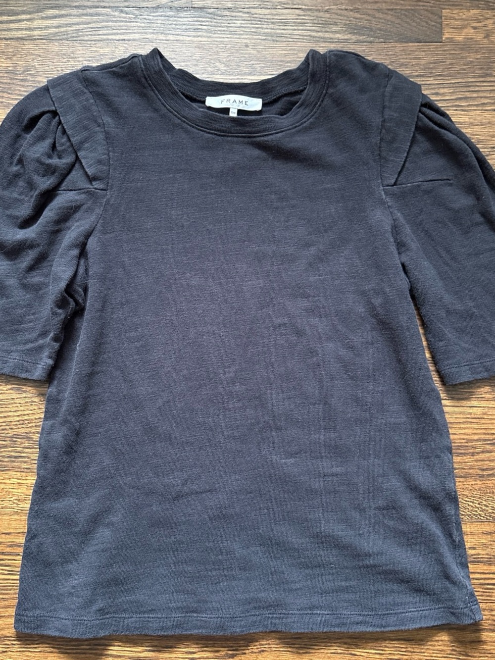 Frame Cotton Charcoal Puff-Sleeve Tee